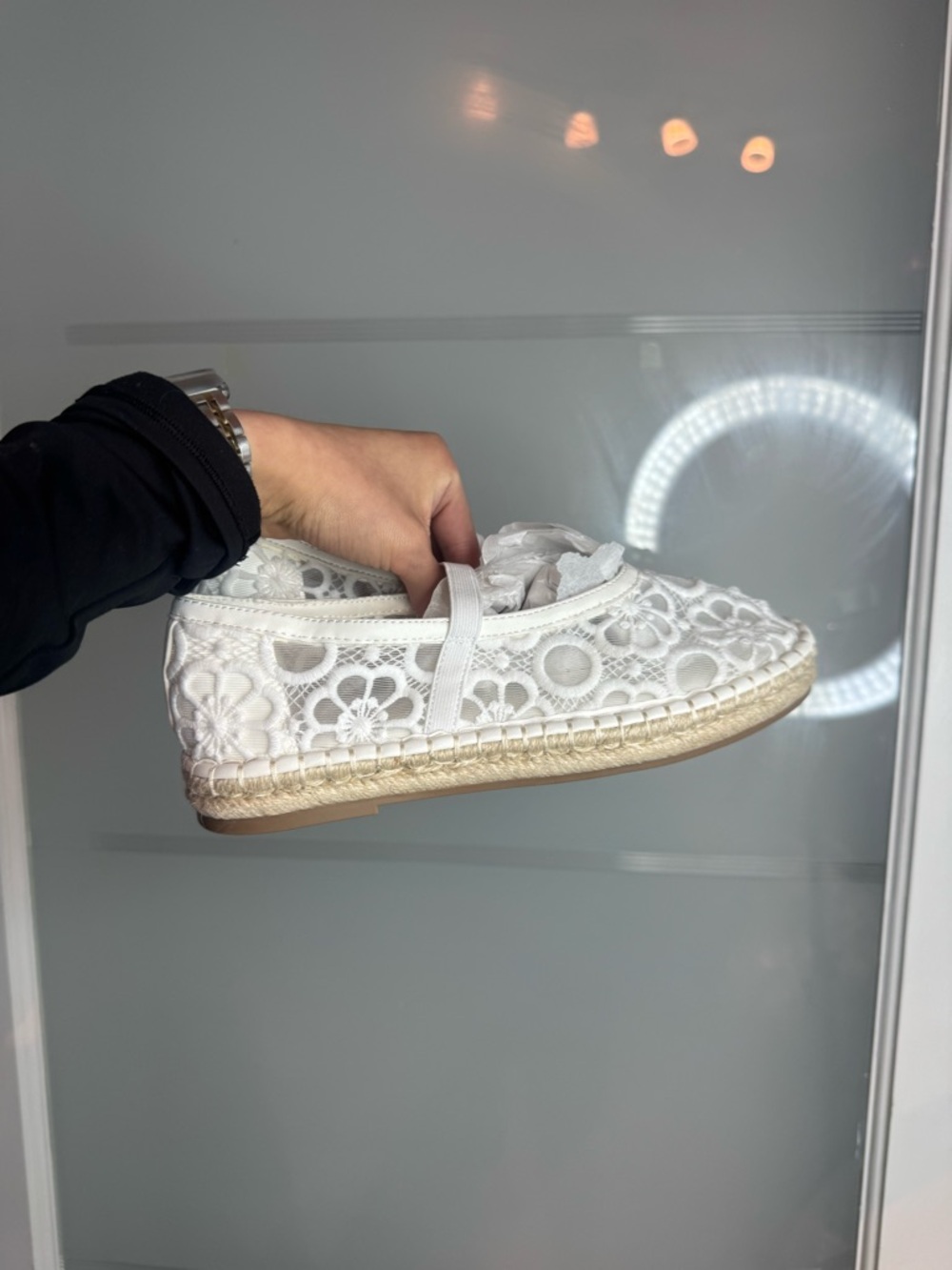 Target White Floral Lace Espadrille Flat